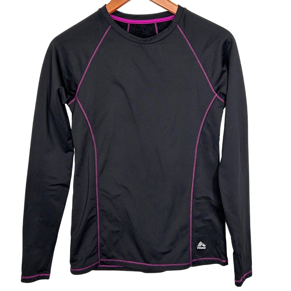 RBX Black Long-Sleeved Performance Base Layer Fleece Inside Thumb Holes‎ Size S